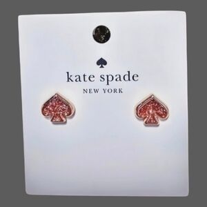 NEW kate spade rose gold pink glitter earrings